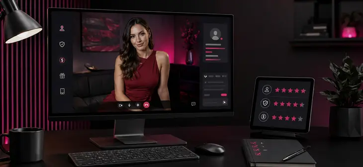 LiveJasmin Plattform mit Live-Model und Bewertungsübersicht